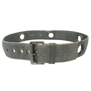 Dior Belt Gray Silver Size 85 Metal Hardware Pin Buckle Leather Men's